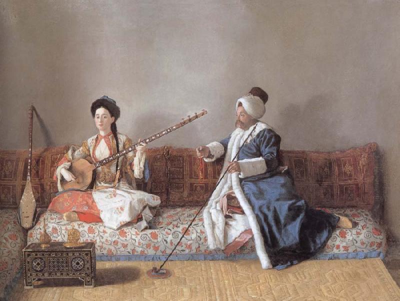 Jean-Etienne Liotard Portrait of M.Levett and of Mlle Glavany Seated on a Sofa